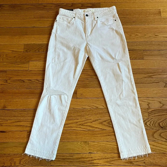 Joe’s Jeans Size 27 White Released Hem Straight Leg Cropped Jeans - Picture 2 of 10